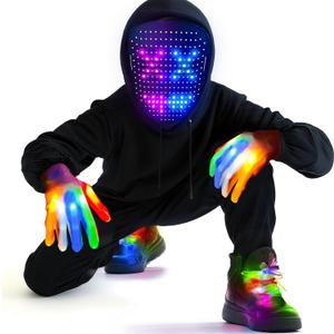 Camlinbo LED Mask & Glow Set with Gesture Sensing, Cool Stuff Gifts Christmas Toys for Teens, Light Up Mask Gloves and Shoelaces for Xmas New Year's Eve Costume Holiday Party