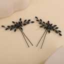 2pcs Black Crystal Beads Hair Pins Wedding Bridal Hair Piece Handmade Sparkle Hair Jewelry for Special Occasion (Black)