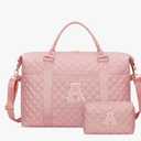 Personalized Initial Weekender Bag for Women, Travel Duffle Overnight Carry On Hospital Bag, Gift for Daughter Kid Girl Wife (Pink,A) (No Toiletry Bag)