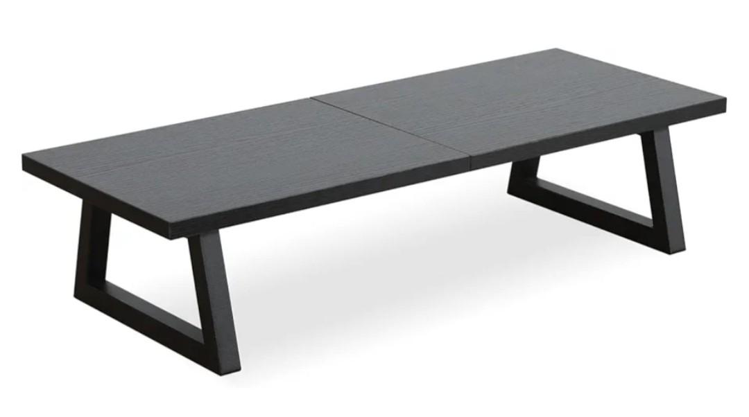 TEAMIX 24 inch Monitor Stand Riser, Black Wood & Steel Computer Monitor Stand with Storage, Laptop, PC, Printer Stand Riser for Desktop Office Desk Organizers