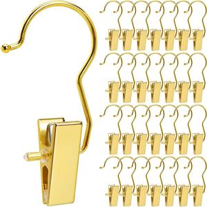 Amber Home 24 Pack Gold Boot Clips for Closet, Gold Boot Hangers with Hooks, Laundry Hooks, Clothes Pins, Portable Home Travel Hangers for Hat, Towels, Bras, Socks(Gold, 24 Pack)