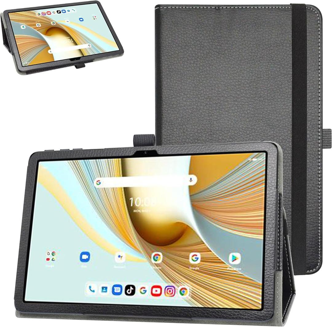 Mama Mouth PU Leather Folio 2Folding Stand Cover for Vortex Z Tab 10/Vortex T10M Pro/UMIDIGI G3 Tab Ultra/10.1" Tablets, Black