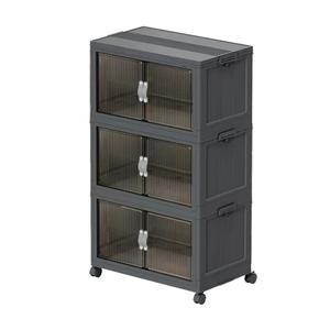 Collapsible Storage Bins with Lids Black Stackable Plastic Organizers for Clothes, Decor, Craft Supplies & Home Storage (3 racks, 9 gal/rack)