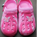 Butterfly Size 2 Pink Children's Clogs Slip-on Slides Non-Slip Pool Beach