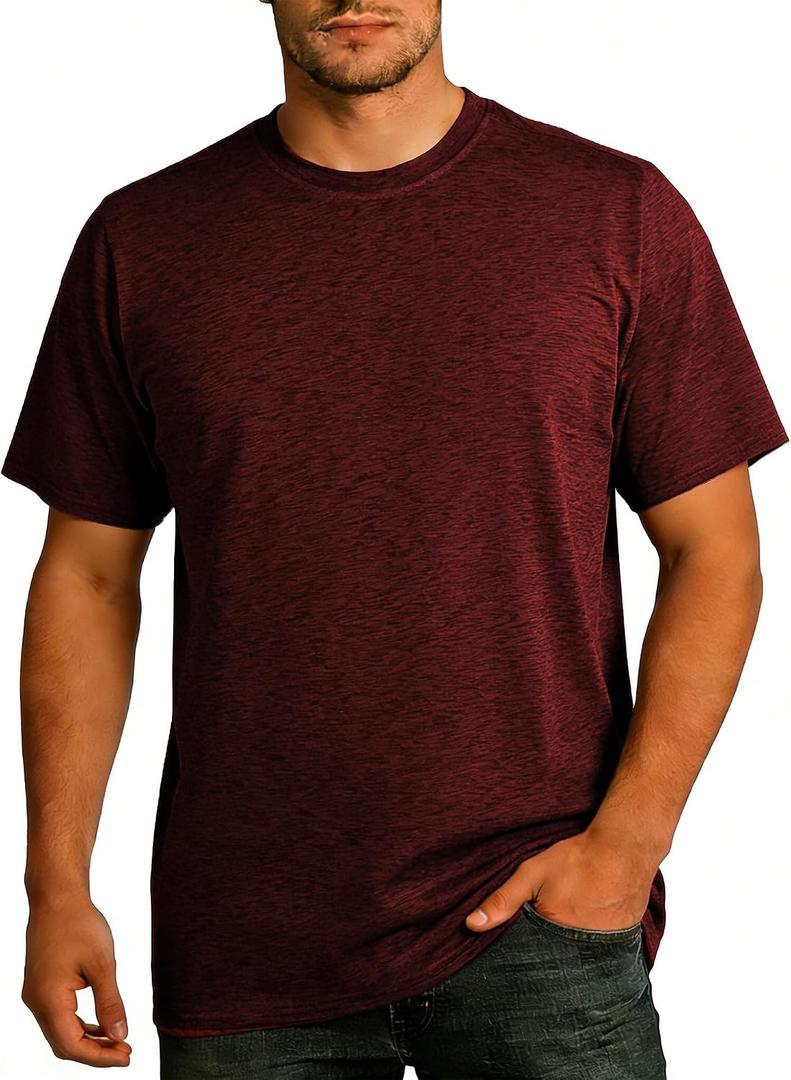 Men's Athletic T Shirts Crew Neck Breathable Quick-Dry Short Sleeve Workout T Shirt for Gym Running Fitness 1&2&5 Pack (M)