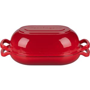 VORRINGARD Enameled Cast Iron Sourdough Bread Oven, Dutch Oven, Loaf Cast Iron Bread Pan for Homemade Bread Baking, Meatloaf Pan with Lid, 5QT, Red