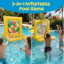 TicTac Shot Pool Toys Games for Kids & Adults, 2-in-1 Pool Basketball Hoop & Dart Target, Family Pool Party Games with Multiple Balls (Yellow)