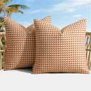 MIULEE Pack of 2 Outdoor Throw Pillow Covers Decorative Farmhouse Square Waterproof Pillows for Tent Patio Garden Balcony Sofa, 18x18 Inch Burnt Orange