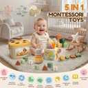 Baby Toys for 6-12 Months, Montessori Toys for Babies 6 Months+ | Shape Sorter, Stacking Rings, Sensory Baby Blocks, Educational Montessori Toys for 6+ Months, Neutral Baby Birthday Gift Set