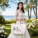 Mrs Tote Bag Est. 2025  Wedding Gift Bag for Bride, Bachelorette Party Tote, Canvas Honeymoon Bag for Women