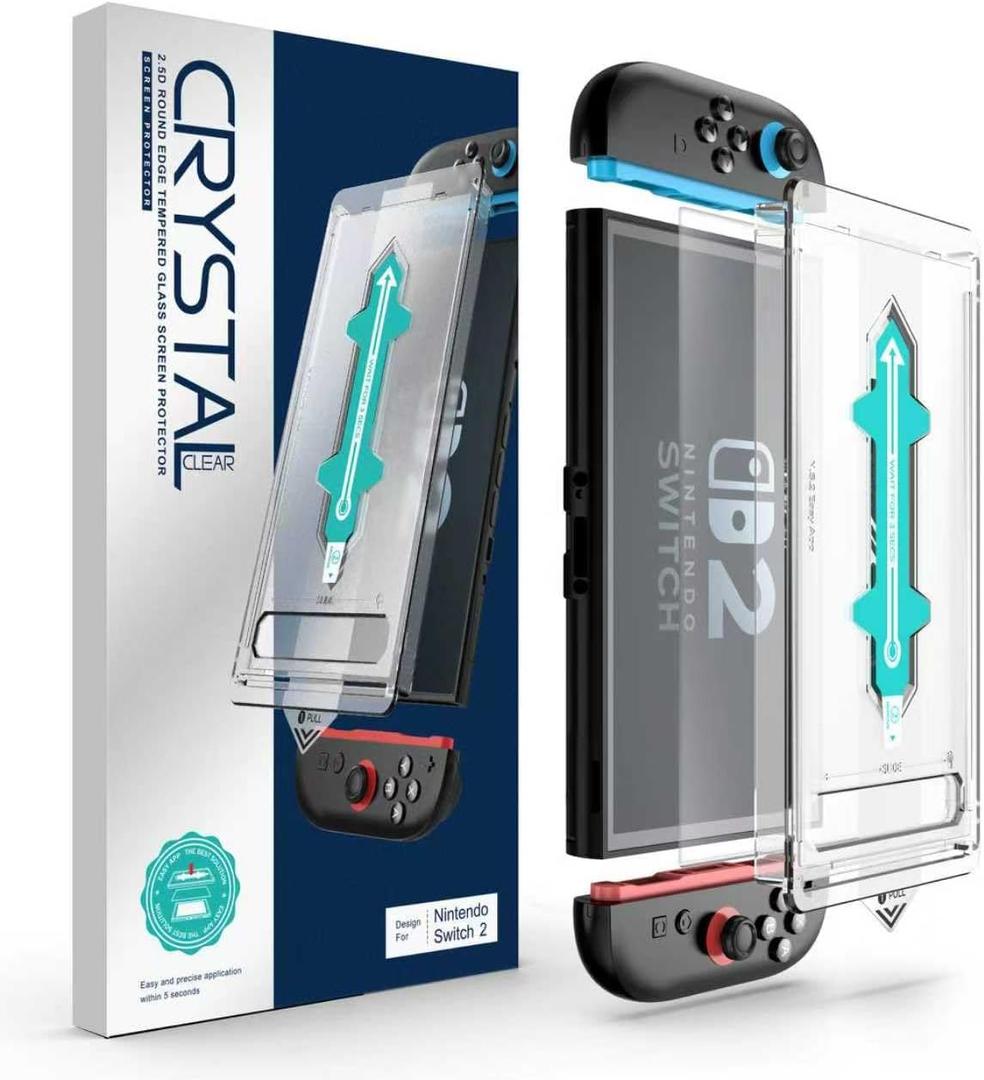 2 Pack Screen Protector for Nintendo Switch 2, 30s Installation, 9H Tempered glass, HD Clear, Auto-Dust Removal, Bubble Free, Compatible with Switch Console, 7.9'' [2025]