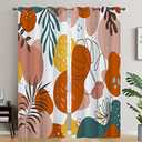 Onecmore Blackout Window Curtain Burnt Orange Modern Minimalist Abstract Art Leaves Drapes Decor for Bedroom Living Room Privacy Noise Reduction Thermal Insulated Grommet 2 Panel Set, 52"x84"