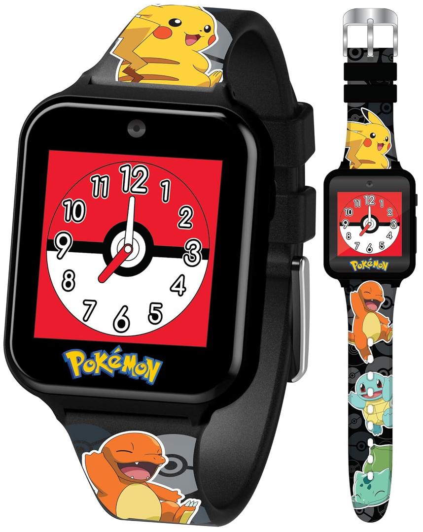 Pokmon Interactive Kids Smartwatch  Touchscreen Watch with Games, Camera, Voice Recorder, Step Tracker, Alarm & Timer  10 Pokmon Watch Faces, USB Rechargeable  Fits Wrists 5.5" to 8" (Black)