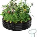 Galvanized Metal Planter Round Raised Garden Bed Kit for Gardening Outdoor2x2x1ft Grow Garden Box Raised Flower BedRound Galvanized Planter Outdoor Metal Fire Pit Ring Black (2x2x1FT1pcs)