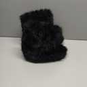 QMFUR Women's Furry Faux Fur Boots Fuzzy Fluffy Mid Calf Snow Boots Suede Warm Fur Lined Booties Flat Fashion Boots (8, Black 1)