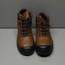 COOLJOB Steel Toe Work Boots for Men, Anti-spark Full Grain Leather Safety Shoes for Industrial Construction Workers, Soft Padded Lining, Non-slip PU Outsole, Impact Resistant Rubber Cap, Brown (13)