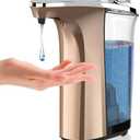 Automatic Soap Dispenser, PZOTRUF Touchless 17oz/500ml with Upgraded Infrared Sensor, 5 Adjustable Soap Dispensing Levels, Liquid Hand Soap Dispenser for Bathroom (Rose Gold)