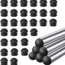 30 Pieces Round Chair Caps 25 mm Black Plastic End Caps Plugs Chair Leg Inserts for Metal Legs Round Tube Inserts Chair Leg Glide Furniture Protectors for Chairs Tables and Outdoor Patio