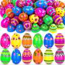 60 Pack Plastic Printed Easter Eggs, 3.15'' Tall Fillable Empty Eggs Bulks for Easter Eggs Hunt, Easter Basket Stuffers Fillers, Classroom Prize Supplies, Filling Treats and Party Favors