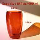 Double Wall Glass Cup Set of 2 - Insulated Coffee Mugs for Hot&Cold Drinks Home Caf Colored Premium Borosilicate Glass in Amber Brown/Rose Pink
