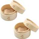 Natural Bamboo Shampoo Bar Holder with Lid Round Soap Dish Handmade Soap Case for Bathroom Shower Kitchen (10cm,2PCS)