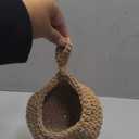 uxcell Hanging Fruit Baskets for Kitchen, Hand-Woven Wall Hanging Storage Jute Basket Teardrop Home Decor Storage for Garlic Potato Vegetable, Brown, M Size Light Brown