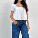 Mxiqqpltky Lace Trim Crop Tops for Women Y2k Fairy Grunge Tee Tops Cap Sleeve Low Cut Slim Fit Aesthetic Babydoll Tee Shirt (White, L)