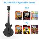 NBCP PC Guitar Hero Controller, Wireless PS3 Guitar Hero with Dongle for PC/PlayStation 3, Compatible with Guitar Hero, Rock Band, Clone Hero & Fortnite Festival - Black