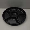 R-kay 4 Pack, 6 Sectional Black Plastic Serving Trays for Party - Heavy Duty Party Trays for Serving Food - 12 Inch Platters