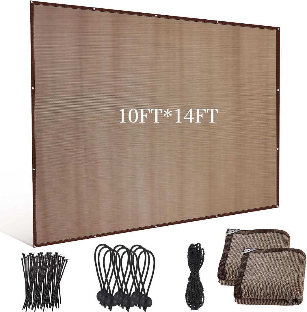 2 Pcs 90% Sun Shade Cloth with Grommets 10' x 14' Pergola Shade Patio Replacement UV Block Privacy Screen Mocha Canopy Porch Cover Enclosure for Outdoor Patio Garden Carport Backyard