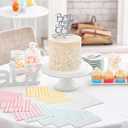 Tenceur 100 Pack Scalloped Pastel Napkins Mixed Stripe Ice Cream 5 x 5 Inch Disposable Paper Cocktail Beverage Napkins for Pastel Summer Party Shower Birthday Dinner Decor Supplies Favor(Four Colors)