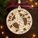 Lacrosse Girl Wooden Ornament 2 Layer - Christmas Tree Hanging Decoration - Rustic Farmhouse Holiday Ornament - Double Layer Wood Ornament for Female Lacrosse Player Seasonal Decoration