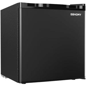 EUHOMY 1.7 Cu.Ft Mini Fridge with Freezer, Reversible Single Door Compact Refrigerator, Adjustable Thermostat, Energy Saving, Mini Fridge for Bedroom, Office, Dorm, Black