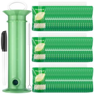 Maxcheck 28 Pcs Refillable Baby Food Pouches Maker Set Include 25 Pcs Portable Fruit Puree Storage Bags, Baby Food Maker, Pen and Brush for Babies Kids Toddlers