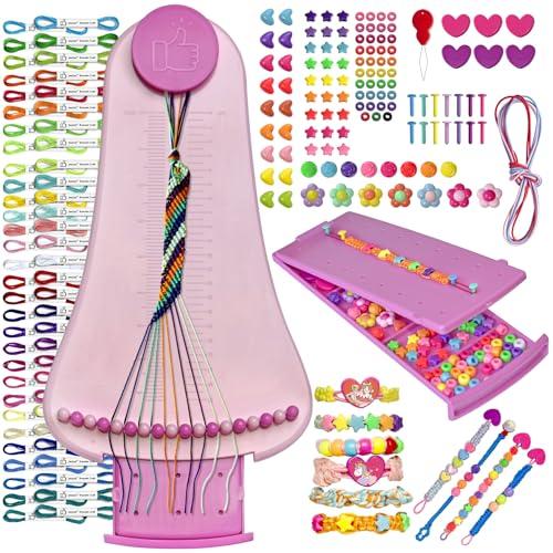 Friendship Bracelet Making Kit toys ,ages for 8 9 10 11 12 Year Old Girls, Kids Travel Activity Set,diy kit,Arts and Crafts Bracelets String Maker Kit ,Great Christmas Birthday Gifts (Purple-Pink)
