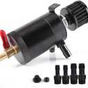 Oil Catch Can Kit with 4 Adapters + Breather Filter Drain Valve Plug 2 Ports (1 oulet + 1 inlet) 150ml Universal Aluminum Baffled Oil Reservoir Tank Oil Separator HTRACING (Red) (black)