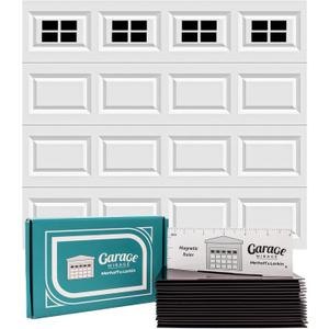 Magnetic Garage Door Windows | Fits 1 Car Garage | Strong & Glossy Real Look | Decorative Black Window Decals | Magnets Hardware Set | Faux Kit | Perfect Decoration & Easy Installation Home Upgrade