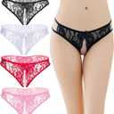 Sexy G StringThongs for Women Naughty Low Rise Panties Floral Lace Briefs Underwear (XL)
