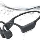 Full-Coverage Liquid Silicone Swimming Headphones, IP68 Waterproof Underwater Headphones, Bluetooth 6.0&MP3 with 32GB Memory Card, Soft/Skin-Comfortable Open Ear Bone Conduction Swim Earbuds(Black)