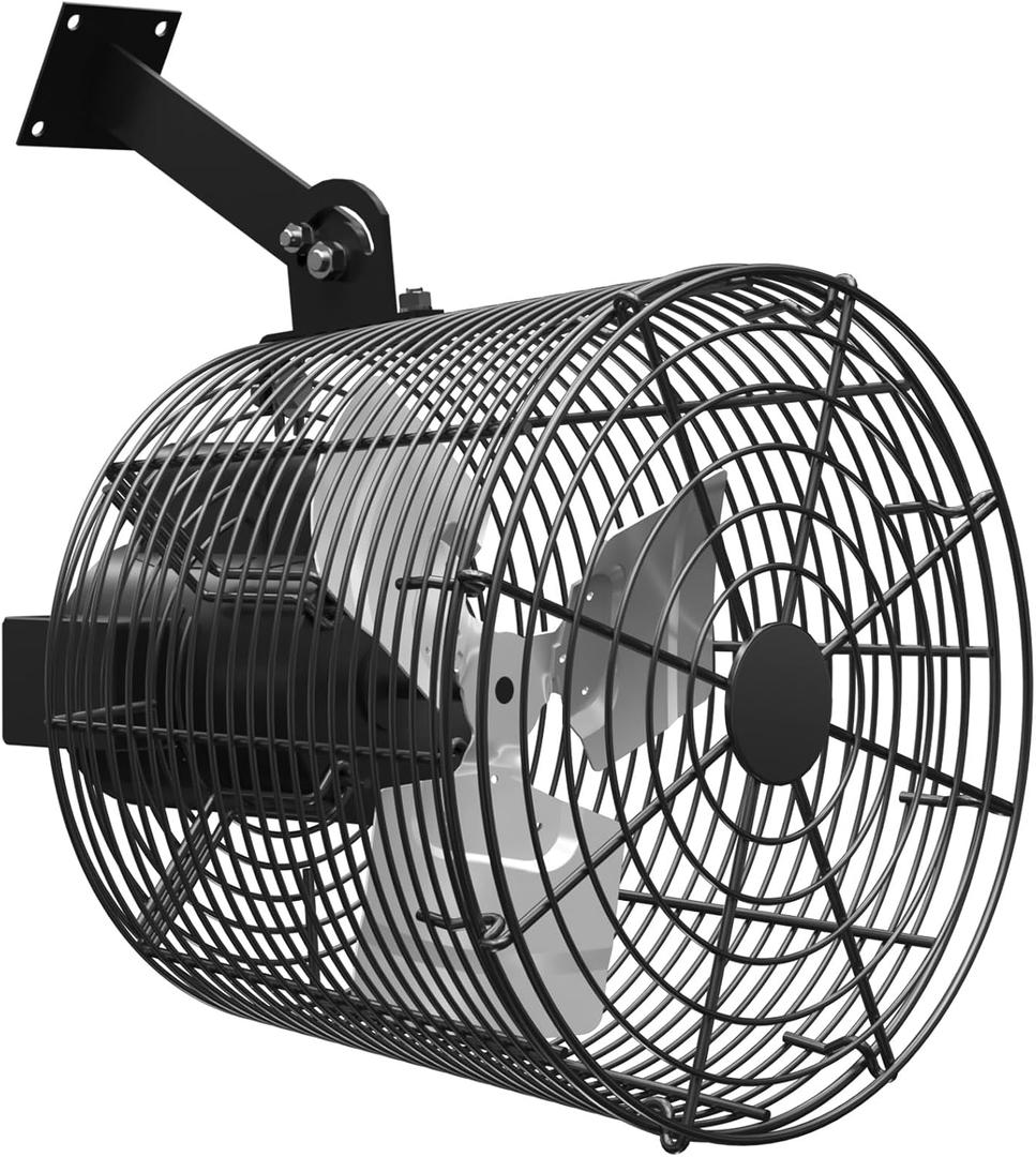 Greenhouse Circulation Fan Air Circulation Fan 1/10 HP 115V Ceiling Wall Mount Fan High Speed Circulation Fan for Greenhouse, Warehouse, Patio, Garage 1470CFM, ETL Listed (Black)