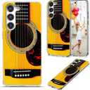 for Samsung Galaxy S23 Plus / S23+ Case - Shockproof Slim Soft TPU Clear Protective Cover with Funny Music Yellow Acoustic Guitar Design