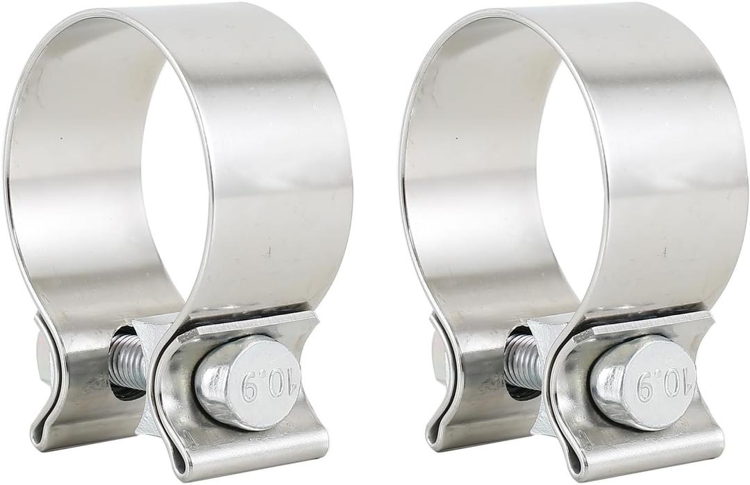1.75" Exhaust Band Clamps T304 Stainless Steel 1-3/4 Inch Exhaust Narrow Lap Butt Clamps(2 Pieces)