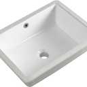 18 Inch Undermount Bathroom Sink Small Rectangle Undermount Sink White Ceramic Under Counter Bathroom Sinks with Overflow (18.3"x13.8")