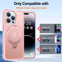 HuwaiH 360 Rotatable Magnetic Ring Stand for iPhone 14 pro max Case, Compatible with MagSafe, Military-Grade Shockproof, Anti-Scratch Matte Translucent Phone Case for iPhone 14 pro max(Pink)