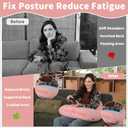 Ergonomic U-Shape Gaming & Lap Pillow - Crochet Pillow & Reading Support Pillow with Arm Relief, Comfort for Gamers, Crafters & Book Lovers (Pink)