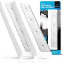 Brilliant Evolution Pack of 2 Wireless LED Stick on Lights Battery Operated Under Cabinet Lighting - 65 Lumens Push Light for Kitchen, Closet, and Countertops