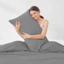 Cozy Bliss Cooling Pillow Cases for Hot Sleepers, Q-Max>0.45, Queen Size Set of 2, Soft & Silky Pillow Covers with Envelope Closure,Gift, Dark Gray, 20x30 Inches