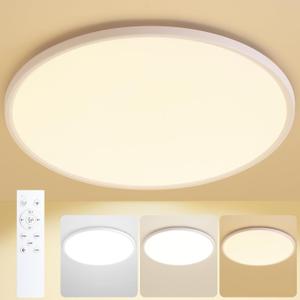 20 Inch Flush Mount Ceiling Light with Remote, 45W Dimmable LED Fixture 4500LM, 3000K-6500K Adjustable, Round Ceiling Lamp for Bedroom, Kitchen, Living Room, Dining Room, Bathroom, White