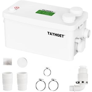 1.1HP Utility Sink Pump, 800W Macerator Pump with 3 Upgraded Inlets for Basement, Kitchen, Sink, Shower, Bathtub, Laundry