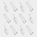 12 Pcs Plastic Ice Tongs and Scoops Mini Kitchen Tongs Utility and Kitchen Scoops Ice Shovel Scoop Ice Cube Buffet Scoop for Cocktail Whiskey Tea Party Candy Dessert Buffet